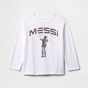 Kids Messi Collection Long Sleeve Graphic Tee Soccer Jersey White 2T